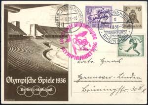 1936, Olympiafahrt: Postkarte zu den ... 