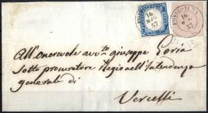 1857, lettera spedita da Pontestura il 16.5 ... 