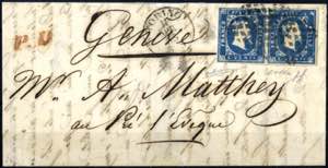 1853, lettera spedita da Torino il 17.4 per ... 