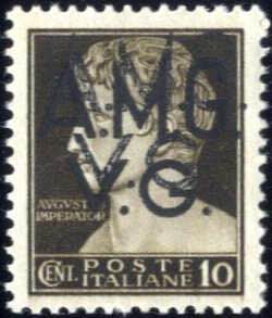 1945, 10 c. bruno senza fascio (Regno Sass, ... 