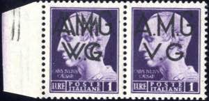 1945, 1 L. violetto in coppia orizzontale ... 