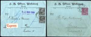 Wolfsberg 1910, zwei Privatganzsachen der ... 