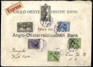 1920, Express-Wertbrief mit 22 Kronen und 40 ... 