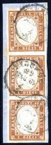 1855/63, 10 Cent. arancio rossastro ... 