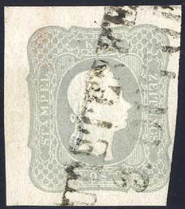 1861, (1,05 Kr) hellgrau, rechts unten knapp ... 