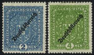 1918/19, Zähnung 11½, 2 Kr. + 4 Kr., 2 ... 