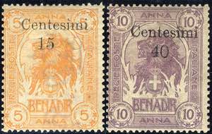 1905, Soprastampa in moneta italiana, 2 ... 