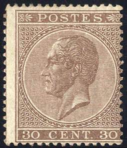 1865, König Leopold I, 30 Cent. braun, ... 