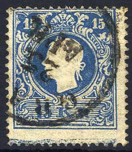 1858, 15 Kr. dunkelblau, Type II, ... 