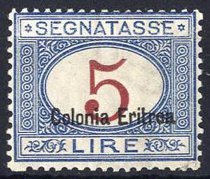 1920, Segnatasse 5 Lire, gomma integra, S.22