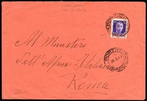 1943, lettera con soprastampati Isole Jonie ... 