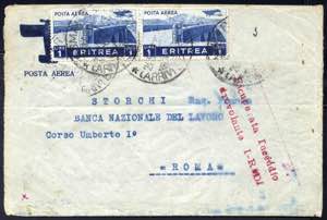 1936, Crash Mail, lettera da Asmara ... 