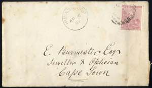 1881, letter from Humansdorp 6.4.81 to Cape ... 