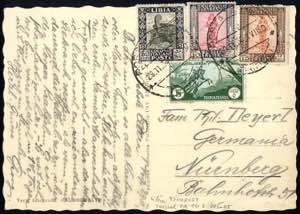1930, 5 Lire posta aerea con affrancatura ... 