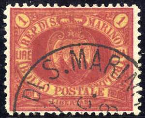 1892/94, 1 Lira carminio su giallo, cert. ... 