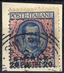 1909/11, Floreale, 20 Pia. su 5 Lire azzurro ... 