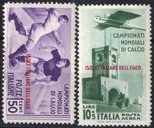 1934, Calcio, 9 valori (Sass. 75-A37 / 920,-)