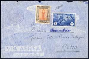 1937, Lettera per via aera da Tripoli per ... 