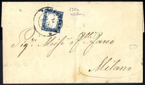 1860, 20 Cent. azzurro su lettera da ... 