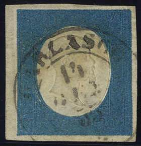 1854, 20 c. azzurro, timbro Garlasco (Sass. ... 