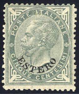 1874, Estero, 5 Cent., difetti (S. 4 / 800,-)