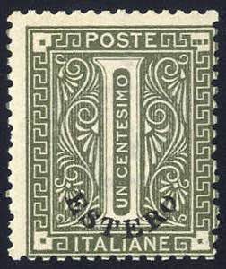 1874, Estero, 1 Cent. con varietà 3 ... 