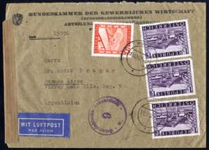 1947, Luftpostbrief von Wien am 18.12. nach ... 