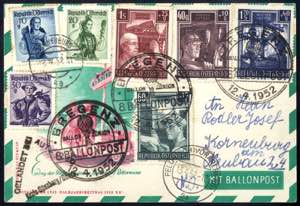 1952, Ballonpost Bregenz am 12.4. frankiert ... 
