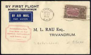 1935, Erstflug Bombay - Trivandrum und ... 