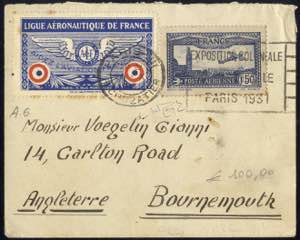 1931, kleines Kuvert mit Vignette Ligue ... 