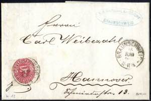 1865, Brief nach Hannover frankiert mit 1 Gr ... 