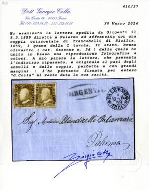 1859, lettera da Girgenti (ovale ... 