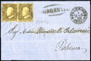 1859, lettera da Girgenti (ovale con fregi, ... 
