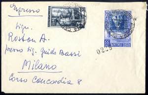 1951, lettera espresso da Ancona il 27.6 per ... 