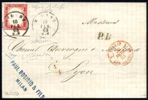 1862, lettera spedita da Milano il 18.2 per ... 