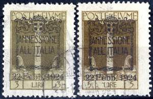 1924, Annessione, posta ordinaria, serie ... 