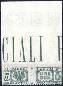 1946, Pacchi, 2 Lire verde, bordo di foglio ... 