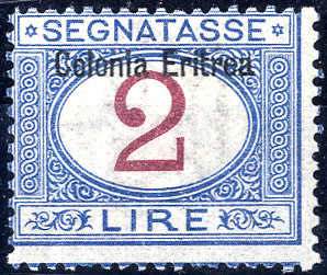 1903, Segnatasse, 2 Lire azzurro e carminio, ... 