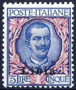 1912/15, Floreale, 5 Lire azzurro e rosa, ... 