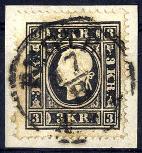 1859, 3 Kr. schwarz auf Briefstück, Attest ... 
