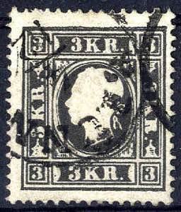 1859, 3 Kr. schwarz auf Briefstück, Attest ... 