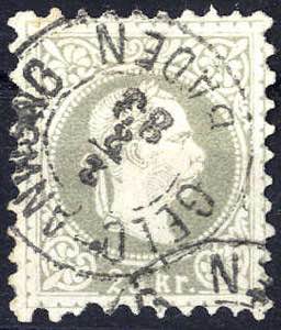 1874, 25 Kr. grau, feiner Druck (ANK 40IIa / ... 