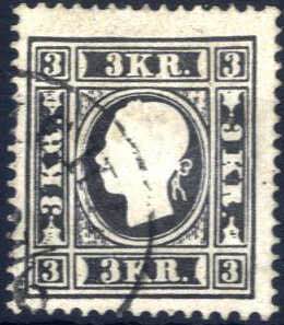 1858, 3 Kr. schwarz, Type Ib (beide R ... 