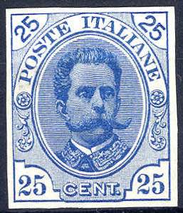 1891/96, Umberto I, 25 Cent. azzurro, prova ... 