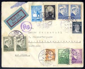1939/46, Lot fünf Auslandsbriefe mit ... 