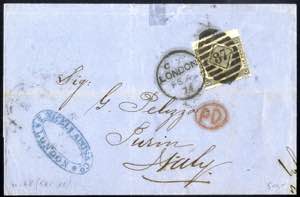 1874, 6 Pence grau auf Auslandsbrief von ... 