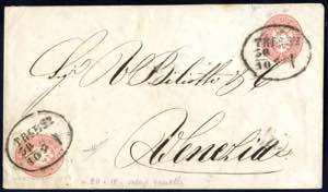 1863/64, Umschlag 5 Kr. rosa mit ... 