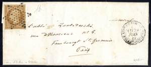 1855, 10 Cent. auf Brief vom 28.6.1855 nach ... 