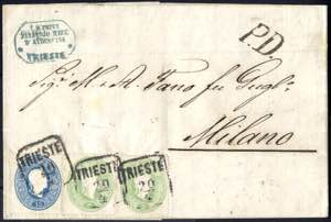 1861, Brief über drei Sektionen von Triest ... 