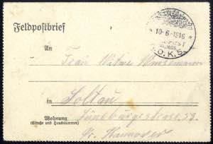 1916, Feldpostbrief aus Israel mit Stempel ... 